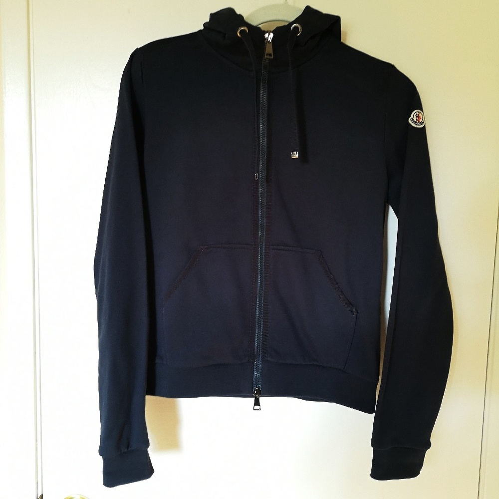 SOLD! NWT Moncler Navy Zip Maglia Logo Hoodie XS - Picture 2 of 5